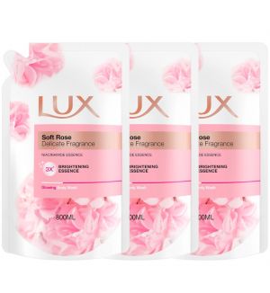 (BUNDLE OF 3) LUX SOFT ROSE BODY WASH REFILL 800ML