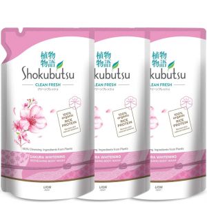 (BUNDLE OF 3) SHOKUBUTSU SAKURA WHITENING REFRESHING BODY WASH REFILL 500G