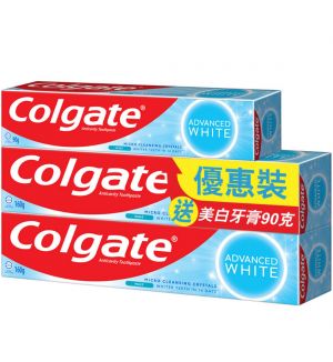 COLGATE ADVANCED WHITE TOOTHPASTE 2X160G + 90G