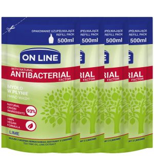 (BUNDLE OF 4) ON LINE ANTIBACTERIAL HAND WASH LIME REFILL 500ML