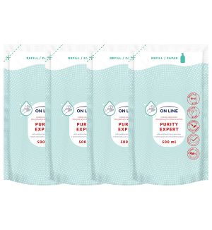 (BUNDLE OF 4) ON LINE ANTIBACTERIAL HAND SOAP PURITY EXPERT REFILL 500ML