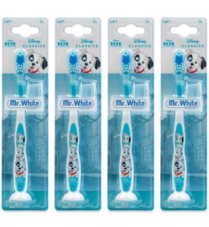 (BUNDLE OF 4) MR WHITE 101 DALMATIANS TOOTHBRUSH WITH SUCTION AND COVER