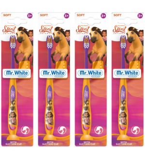(BUNDLE OF 4) MR WHITE SPIRIT TOOTHBRUSH WITH SUCTION AND COVER