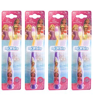 (BUNDLE OF 4) MR WHITE DISNEY PRINCESS TOOTHBRUSH WITH SUCTION AND COVER