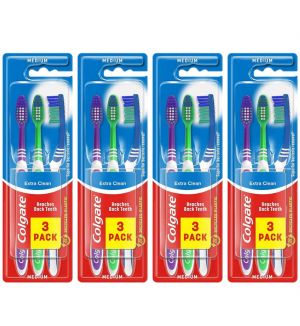 (BUNDLE OF 4) COLGATE TOOTHBRUSH EXTRA CLEAN 3'S MEDIUM