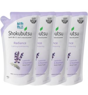 (BUNDLE OF 4) SHOKUBUTSU RADIANCE BODY FOAM REFILL 600ML CALMING & WHITENING
