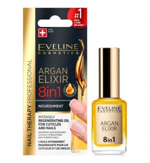 EVELINE NAIL THERAPY ARGAN ELIXIR 8 IN 1 REGENERATING OIL FOR CUTICLES & NAILS 12ML