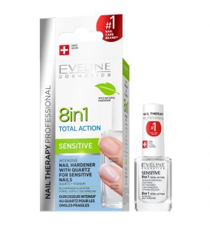 EVELINE NAIL THERAPY 8 IN 1 TOTAL ACTION SENSITIVE NAIL HARDENER 12ML