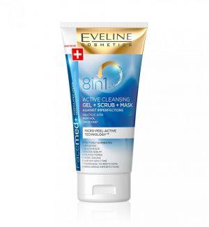 EVELINE FACEMED+ 8IN1 ACTIVE CLEANSING GEL+SCRUB+MASK 150ML