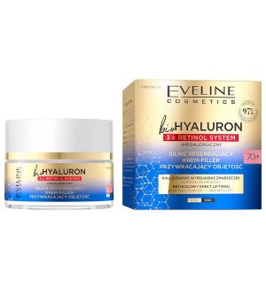 EVELINE BIOHYALURON 3X RETINOL SYSTEM INTENSELY REGENERATING CREAM-FILLER 70+ 50ML