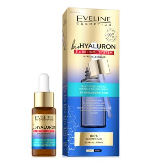 EVELINE BIOHYALURON 3X RETINOL SYSTEM MULTI-MOISTURIZING WRINKLE FILLING SERUM 18ML