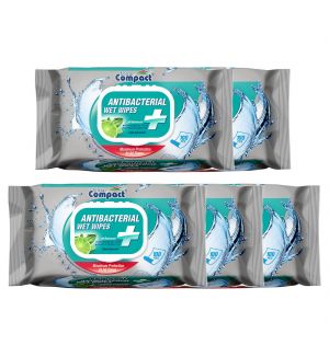 (BUNDLE OF 5) ULTRA COMPACT ANTIBACTERIAL WET WIPES 100'S