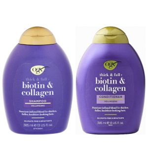 (BUNDLE OF 2) OGX THICK & FULL + BIOTIN & COLLAGEN SHAMPOO + CONDITIONER 385ML