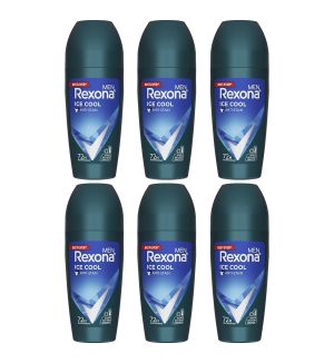 (BUNDLE OF 6) REXONA MEN DEODORANT ROLL ON ICE COOL 45ML (EXP: 01/2027)