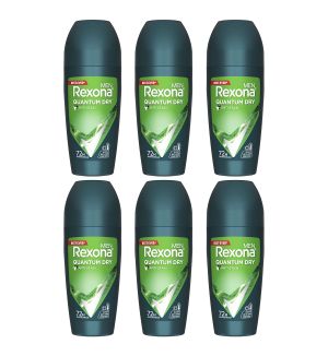 (BUNDLE OF 6) REXONA MEN DEODORANT ROLL ON QUANTUM DRY 45ML (EXP:02/2026)