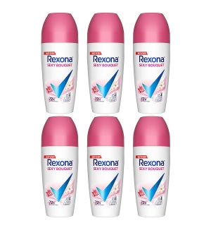 (BUNDLE OF 6) REXONA WOMEN DEODORANT ROLL ON SEXY BOUQUET 45ML