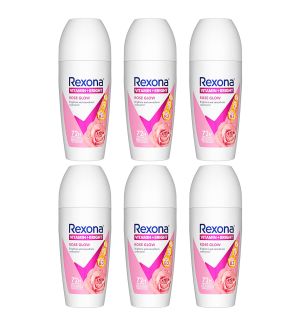 (BUNDLE OF 6) REXONA WOMEN DEODORANT ROLL ON VITAMIN+BRIGHT ROSE GLOW 45ML