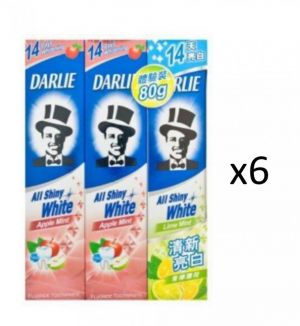 (BUNDLE OF 6) DARLIE ALL SHINY WHITE APPLE MINT TOOTHPASTE 2X140G + 80G