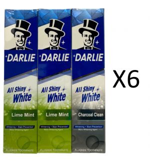 (BUNDLE OF 6) DARLIE ALL SHINY WHITE LIME MINT TOOTHPASTE 2X140G + 80G