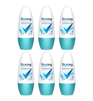 (BUNDLE OF 6) REXONA WOMEN DEODORANT ROLL ON SHOWER CLEAN 45ML