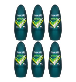 (BUNDLE OF 6) REXONA MEN DEODORANT ROLL ON LIME COOL 45ML (EXP: 06/2027)