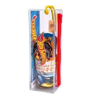 MR WHITE HOT WHEELS TRAVEL KIT TOOTHBRUSH WITH TOOTHPASTE 75ML & BEAKER