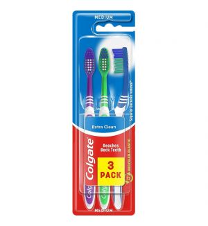 COLGATE TOOTHBRUSH EXTRA CLEAN 3'S MEDIUM