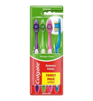 COLGATE TOOTHBRUSH PREMIER CLEAN 4 PACK (MEDIUM)