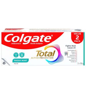 COLGATE TOTAL ACTIVE PREVENTION FRESH MINT TOOTHPASTE 2 X 150G