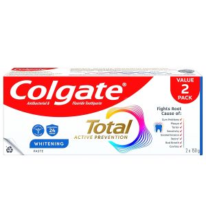 COLGATE TOTAL ACTIVE PREVENTION WHITENING TOOTHPASTE 2 X 150G