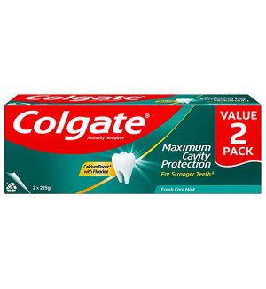 COLGATE MAXIMUM CAVITY PROTECTION FRESH COOL MINT TOOTHPASTE 2X225G
