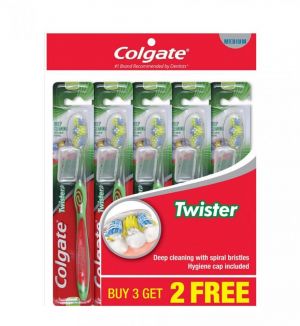 COLGATE TWISTER TOOTHBRUSH 5'S MEDIUM