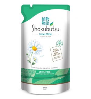 SHOKUBUTSU GREEN FRESH REFRESHING BODY WASH REFILL 500G