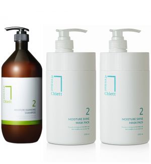 BUNDLE - 1 x CHIETT MOISTURE CLEANSING SHAMPOO 1500ML+ 2 x MOISTURE SHINE MASK PACK 1000ML
